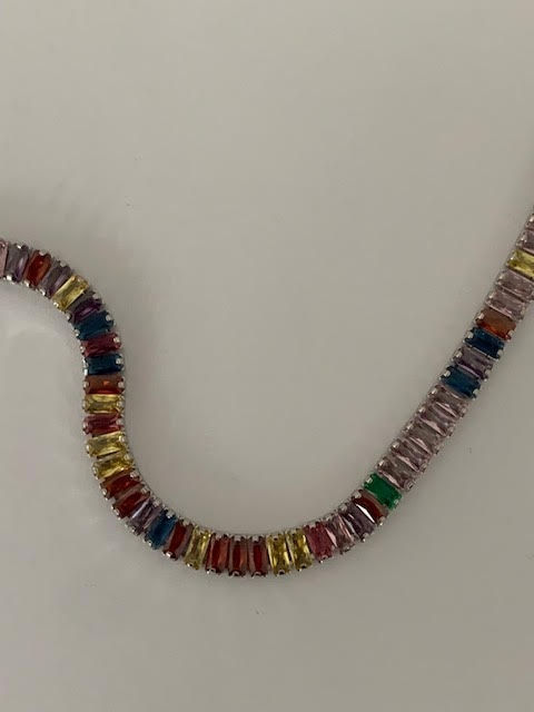 Bethany baget 4mm zircon stone rhodium plated Necklace
