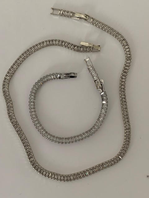 Birce 4mm zircon stone rhodium plated jewelery set