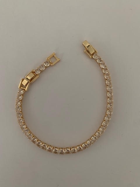 Beril 4mm zircon stone gold plated bracelet