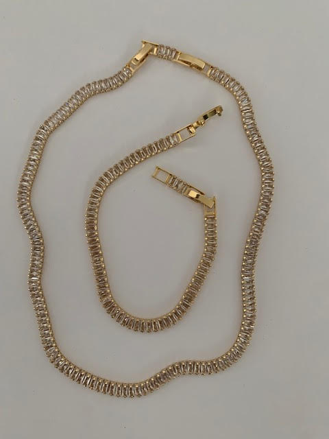 Birce 4mm zircon stone gold plated jewelery set