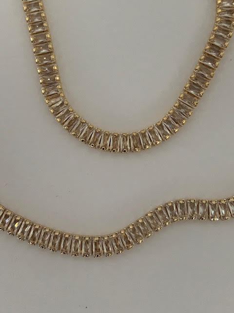 Birce 4mm zircon stone gold plated jewelery set