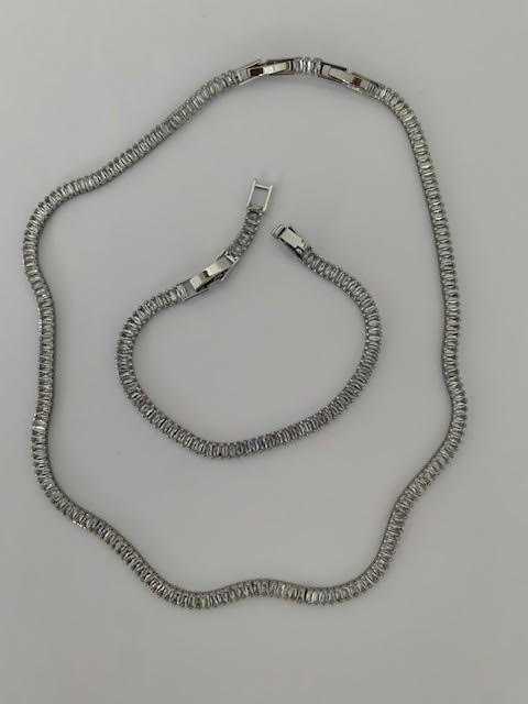 Birce 3mm zircon stone rhodium plated jewelery set