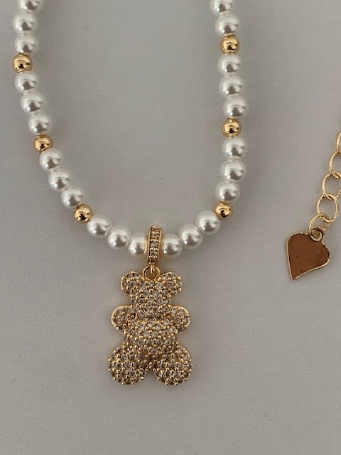 Teddy bär gold plated jewelery set