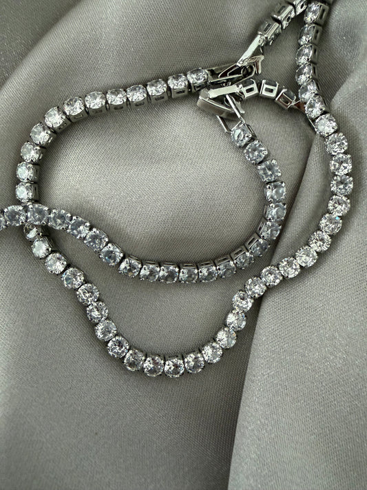 Beril 4mm zircon stone rhodium plated jewelery set